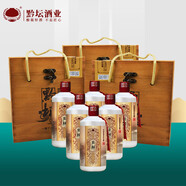 黔壇大曲醬香型白酒貴州53度綿柔純糧坤沙送禮盒裝商務(wù)接待原漿老酒 53%vol 500mL 6瓶 厚交酒整箱