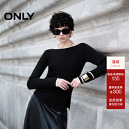 ONLY秋冬時(shí)尚撞色一字領(lǐng)開(kāi)叉修身毛衣針織衫女|124324013 E40 煤黑色 S (160) 80A