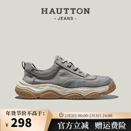皓頓（HAUT TON）輕奢男鞋2025春夏新款男士休閑板鞋簡(jiǎn)約百搭復古帆布鞋生日禮物 灰色 42