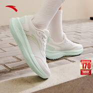 安踏運動(dòng)鞋女鞋秋冬新款防水皮面跑步鞋休閑鞋百搭輕便軟底減震小白鞋 【減震回彈】紙莎白/淺曦綠 39 (245mm)