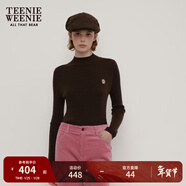 Teenie Weenie小熊女裝毛衣秋季柔軟舒適修身半高領(lǐng)針織刺繡打底衫 棕色 M