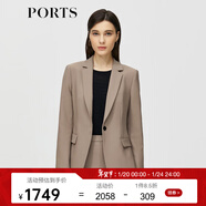 PORTS寶姿女裝秋冬新款長(cháng)袖中長(cháng)小西裝ALM9J028NWQ088 駝色 XS (2)