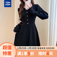 唐獅（TonLion）2025秋淑女風(fēng)蝴蝶結紐扣設計女連衣裙