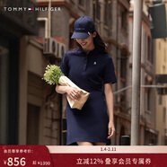 Tommy Hilfiger【雙面布】夏季女裝純棉撞色門(mén)襟氣質(zhì)顯瘦POLO裙連衣裙