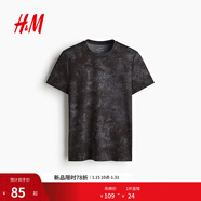 H&M男裝2025年夏季新款DryMove?標準版型運動(dòng)上衣1289144 深灰色/圖案 2XL 180/124