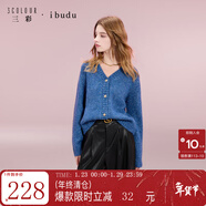 三彩2025秋季新款亮絲針織衫V領(lǐng)毛衫外套開(kāi)衫寬松女 蔚藍色 XL 170/92A