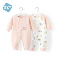 舒貝怡2件裝嬰兒衣服新生兒連體衣春秋季長(cháng)袖男女寶寶哈衣外出服秋裝 星空漫游粉色 【空氣層】 59cm (0-3個(gè)月)