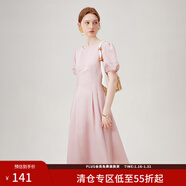 范思藍恩氣質(zhì)圓領(lǐng)鏤空抽繩設計感連衣裙2024夏季新款裙子12535 海棠粉 M