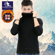 傳奇保羅冬款男士高領(lǐng)大碼加絨加厚打底衫修身保暖純棉長(cháng)袖t恤秋衣內衣服 黑色 XL 140斤左右穿