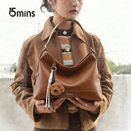 15MINS包包女2026新款植鞣輕奢大容量單肩斜挎hobo包女通勤女士水桶包包