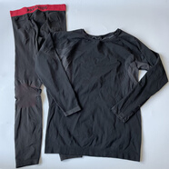 宰摟男士速干緊身衣跑步健身戶(hù)外滑雪長(cháng)袖運動(dòng)服 黑紅腰混搭套裝 3XL