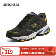 斯凱奇（Skechers）休閑運動(dòng)鞋男復古潮流厚底增高緩震老爹鞋237145 黑色/黃色/BKYL 41