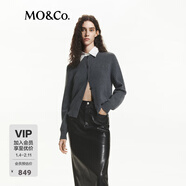 MO&Co.針織衫開(kāi)衫可拆卸襯衫領(lǐng)綿羊毛山羊絨摩安珂 中花灰色 M 165