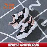 安踏（ANTA）兒童運動(dòng)鞋男女大童跑步鞋冬季大網(wǎng)孔透氣魔術(shù)貼元氣跑鞋 【女】黑/白/嬰兒粉-7 36