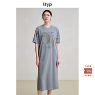 旅途原品（ltyp）t恤裙女直筒連衣裙連衣裙個(gè)性藝術(shù)印花休閑實(shí)穿短袖裙春 深花灰-抽象油畫(huà) S