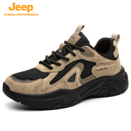 JEEP吉普男鞋秋冬新款時(shí)尚運動(dòng)休閑鞋耐磨老爹鞋男戶(hù)外防滑徒步登山鞋 黑黃 43