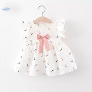 G.duck洋氣女童連衣裙夏天兒童小女孩棉布小裙子0一1-2-3歲嬰兒寶寶夏裝 粉紅色 小兔蘿卜裙 100 厘米參考身高