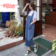 啄木鳥(niǎo)（TUCANO）九分牛仔背帶褲女韓版寬松2025年春秋新款時(shí)尚減齡洋氣夏季鹽系薄 藍色【高品質(zhì)】 M