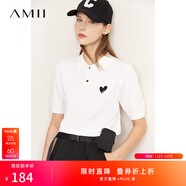AMII女裝2025夏季新款POLO領(lǐng)公主袖法式刺繡針織衫桃心繡花 米白 S 155/80A