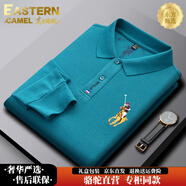 東方駱駝（EASTERN CAMEL）奢華高端純棉長(cháng)袖polo衫男翻領(lǐng)領(lǐng)刺繡t恤春秋季新款中年商務(wù)體恤 天藍 XL  適合145-160斤