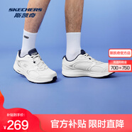 斯凱奇（Skechers）暮光鞋丨男女時(shí)尚復古跑步鞋子輕軟回彈減震運動(dòng)體育訓練鞋 男款-白色/海軍藍色/WNV 40