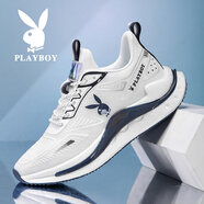 花花公子鞋子男款男鞋2025秋冬季新款透氣男士休閑網(wǎng)面運動(dòng)跑步老爹板鞋男 白藍（旗艦款） PLHH105 39
