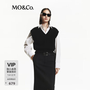 MO&Co.針織衫馬甲白襯衫兩件套疊穿含綿羊毛簡(jiǎn)法寬肩黑色摩安珂 黑色 M 165