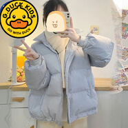 G.duck品牌12-15歲初中學(xué)生短款外套13少女大童冬季保暖韓版羽絨服女 淺藍色 L 建議115-125斤