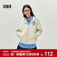 森馬（Semir）外套女春季連帽字母刺繡寬松落肩夾克分割學(xué)院風(fēng)上衣101125108002