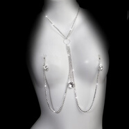 純欲性感胸鏈項鏈女配飾大胸身體掛鏈鎖骨鏈飾品腿環(huán)腿鏈腳鏈足鏈 超閃愛(ài)心水鉆項鏈+乳鏈