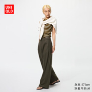 優(yōu)衣庫女裝絨面針織寬腿褲/闊腿褲褲子479284 57 深橄欖色 2XL /165/84A