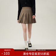 范思藍恩學(xué)院風(fēng)a字高腰半身裙女春裝2024新款百褶裙短裙24FS11141 混棕色 XS