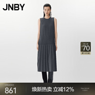 JNBY/江南布衣25春連衣裙優(yōu)雅風(fēng)琴百褶無(wú)袖圓領(lǐng)寬松H型長(cháng)裙5P3G12910 071/雜灰 M