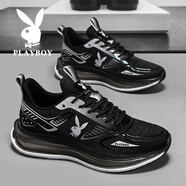 花花公子鞋子男款男鞋2025秋冬季新款透氣男士休閑網(wǎng)面運動(dòng)跑步老爹板鞋男 黑色 PLHH108 41