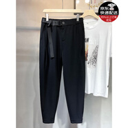 軒森圖（XUANSENTU）夏季男士短袖T恤寬松胖子大碼帥氣潮牌半袖體恤五分袖上衣夏天ins 黑色腰帶褲 3XL (185) 建議180-200斤