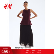 H&M女裝半身裙2025年秋季新款時(shí)尚褶裥雪紡喇叭形半身裙1261373 黑色 M 165/80