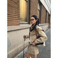 芳履遇【年貨節折扣  01/25 00:00】卡其色修身短款翻領(lǐng)夾克外套 卡其色外套 M