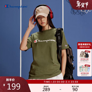 Champion冠軍情侶t恤男24春夏純棉短袖上衣 深綠色 M
