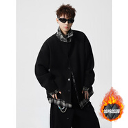 無(wú)畏前行（GQWWQX）大碼毛呢外套男冬季加厚短款英倫西裝風(fēng)衣高級感痞帥休閑呢子大衣 F36黑色拼接款 L