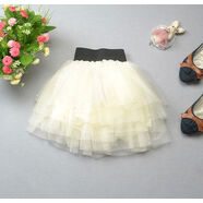 2024新款韓版裙夏季超短裙蕾絲裙網(wǎng)紗裙蓬蓬裙半身演出裙子女 白色珍珠款 M M80-100斤帶安全褲