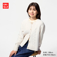 優(yōu)衣庫童裝女童souffle yarn舒芙蕾開(kāi)衫長(cháng)袖毛衣外套478173 01 乳白色 160