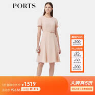 PORTS寶姿女裝春夏新品溫柔風(fēng)氣質(zhì)短袖圓領(lǐng)中長(cháng)三醋酸連衣裙 粉色 XS (2)