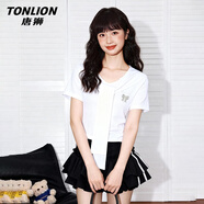 唐獅（TonLion）短袖t恤女裝新款潮流簡(jiǎn)約韓系小個(gè)子上衣服顯瘦學(xué)院風(fēng)高級感半袖