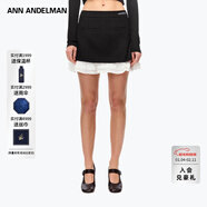 ANN ANDELMAN【明星同款】官方直營(yíng) 撞色高腰修身a字短裙設計感拼接西裝半身裙 黑色 M