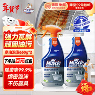 威猛先生（Mr Muscle）油污清潔劑  油煙機凈油泡泡650g*2小青檸香G14凈油因子高效3合1 