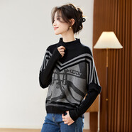 半高領(lǐng)小個(gè)子加大碼羊毛針織衫女套頭春季短款蝙蝠袖復古繡花毛衣 灰色 均碼