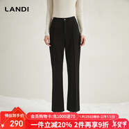 藍地（LANDI）黑色修身顯瘦氣質(zhì)高腰微喇褲女舒適休閑長(cháng)褲冬新品 黑色 L