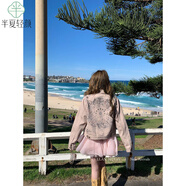 南極人小紅書(shū)爆款你的懶懶llanDi*r榛子黑巧顯瘦印花百搭刺繡牛 牛仔外套12~15天發(fā) XS