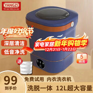 YANGZI揚子集團半全自動(dòng)迷你洗衣機小型洗脫一體 內衣內褲洗衣機學(xué)生宿舍 嬰兒洗襪子機帶脫水租房半自動(dòng) 升級款12L藍【藍光+CLE深度清潔+低音凈洗】