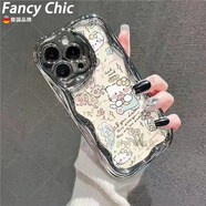 FANCYCHIC可愛(ài)kt貓蘋(píng)果15/14/13/12/11promax手機殼8plus/6S/7硅膠XS軟殼XR 銀色-電鍍紋草叢凱蒂貓 蘋(píng)果6/6s/4.7寸通用